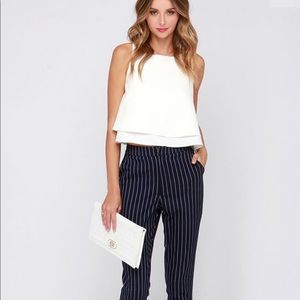 High waisted black and white stripes formal pants